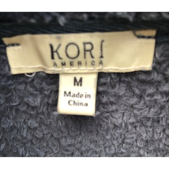 Pullover Womens M Kori America Gray Plush Soft Sweater Top Shirt Pockets - Picture 2 of 5